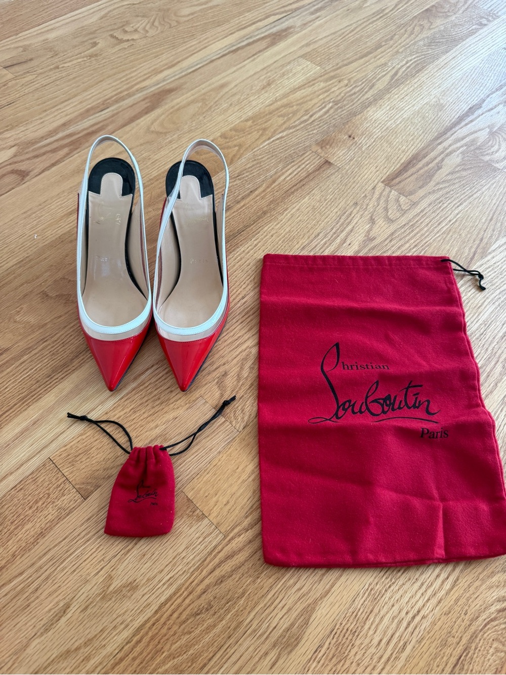 Christian Louboutin Paulina Sling 85 Patent/PVC Version Corazon - Picture 2 of 10